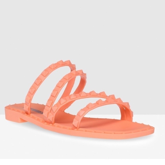 Steve‎ Madden Selina - J Orange studded slip on jelly sandals Sz 10 new - Picture 1 of 11